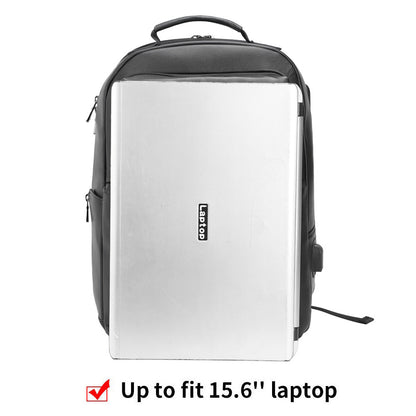 COIPDFTY Fashion Premium Black Waterproof Full Grain Genuine Leather Laptop Backpack Rucksack Back pack Bag With USB