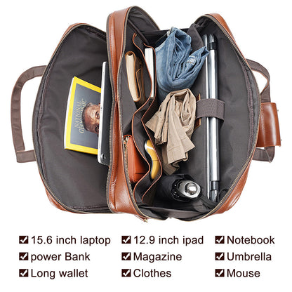 Coipdfty Real Leather 15.6 inch Laptop Bag Waterproof Business Briefcase For Daily Work