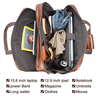 [ On Sale ] Coipdfty Real Leather 15.6 inch Laptop Bag Waterproof Business Briefcase For Daily Work