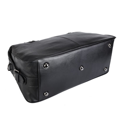 Luxury Fashion Black Genuine Leather Travel Bag Weekend Bag Duffel Holdall Gym Sport Bag For Men