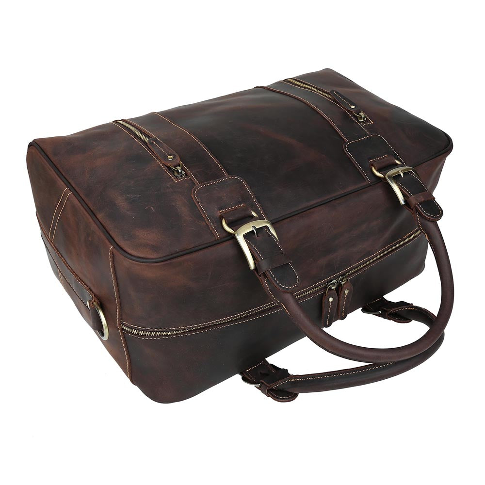 Crazy Horse Leather Mens Travel Bag Custom Men Large Capacity Leather Duffel Bag