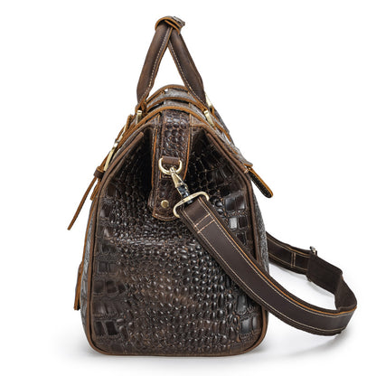 Luxury Genuine Leather Mens Crocodile Embossed Weekend Travel Bag Leather Luggage bag