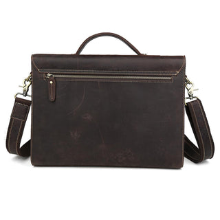 [ On Sale ] Crazy-Horse Leather Messenger Bag Briefcase 13'' Laptop Tote Shoulder Bag