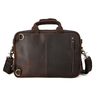 [ On Sale ] Coipdfty Men Expandable Genuine Leather Briefcase Convertible Backpack Shoulder Laptop Bag