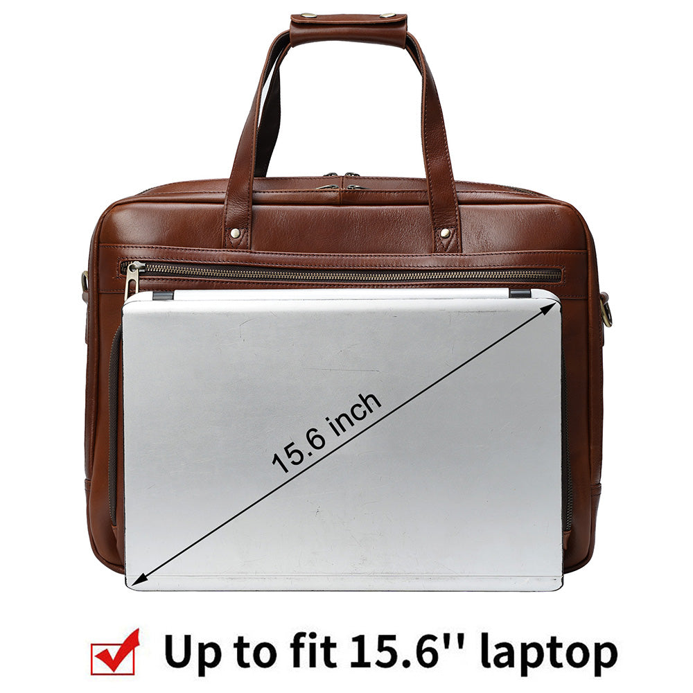 Coipdfty Real Leather 15.6 inch Laptop Bag Waterproof Business Briefcase For Daily Work