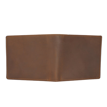 Hot Selling OEM Genuine cow leather Short wallet Durable Dark Brown Leather Wallet For Men