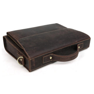 [ On Sale ] Crazy-Horse Leather Messenger Bag Briefcase 13'' Laptop Tote Shoulder Bag