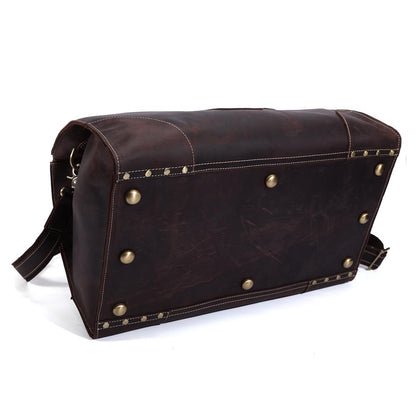 Custom Logo Vintage Weekender Duffle Bag Mens Crazy Horse Leather Travel Bag