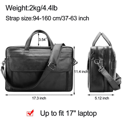 Coipdfty Large Capacity Soft Top Grain Genuine Leather Briefcase