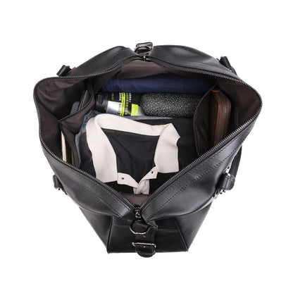 Luxury Fashion Black Genuine Leather Travel Bag Weekend Bag Duffel Holdall Gym Sport Bag For Men
