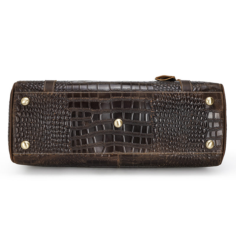 Luxury Genuine Leather Mens Crocodile Embossed Weekend Travel Bag Leather Luggage bag
