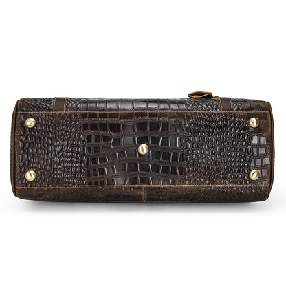 Luxury Genuine Leather Mens Crocodile Embossed Weekend Travel Bag Leather Luggage bag
