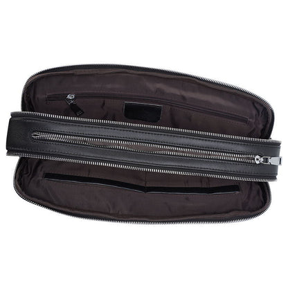 Black Soft Genuine Leather Business Bag Slim Handbag Shoulder Bag Genuine Leather Briefcase Laptop Bag for Men