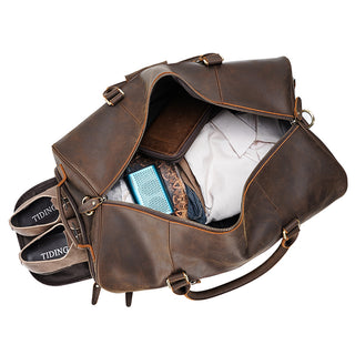 Large Capacity Vintage Style Genuine Leather Travel Bag Real Cow Hide Duffel BagLarge For Man