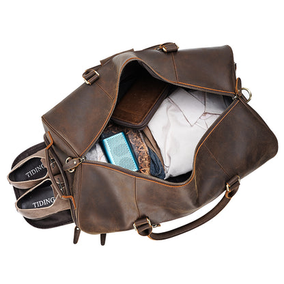 Large Capacity Vintage Style Genuine Leather Travel Bag Real Cow Hide Duffel BagLarge For Man