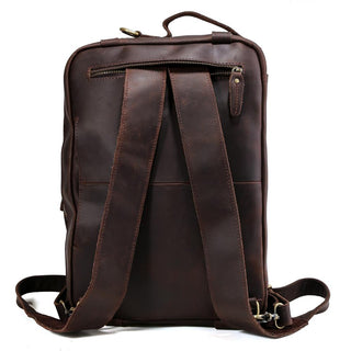 [ On Sale ] Coipdfty Men Expandable Genuine Leather Briefcase Convertible Backpack Shoulder Laptop Bag