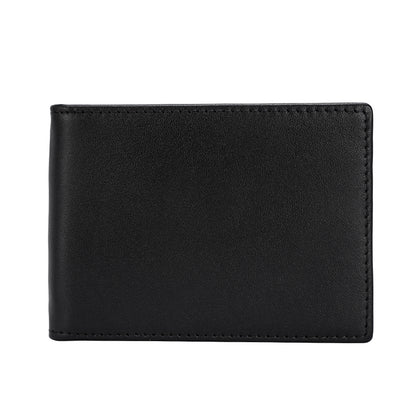 RFID Blocking Fashion Men Slim Black Soft Leather Wallet With Metal Clip