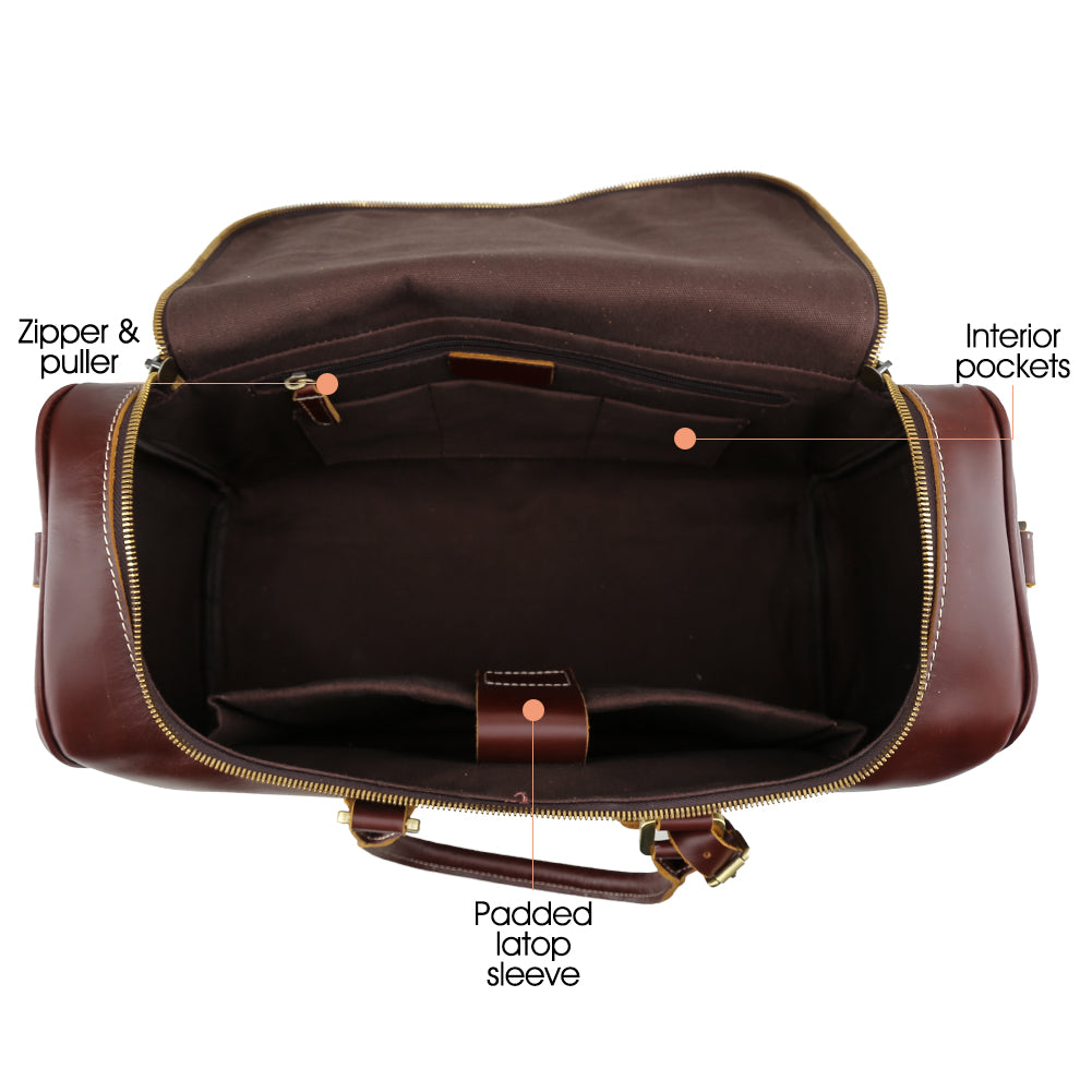 Oil wax leather weekend travel bag unisex leather duffel bag for men