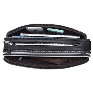 [ On Sale ] Black Soft Genuine Leather Business Bag Slim Handbag Shoulder Bag Genuine Leather Briefcase Laptop Bag for Men