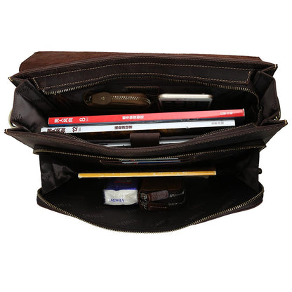 Crazy-Horse Leather Messenger Bag Briefcase 13'' Laptop Tote Shoulder Bag