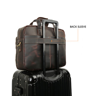 [ On Sale ] Coipdfty Vintage Large Capacity 17 Inch Cowhide Genuine Leather Travel Briefcase Bag Crazy Horse Leather Briefcas
