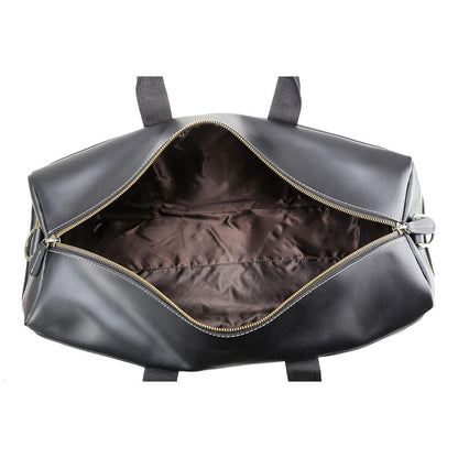 Large Capacity Black Storage Weekend Duffel Bags Genuine Cow Leather Travel Bag