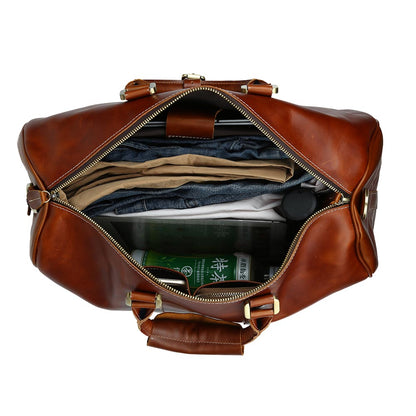 Waterproof Oil Wax Cow Hide Weekend Bags Men Genuine Leather Travel Bag