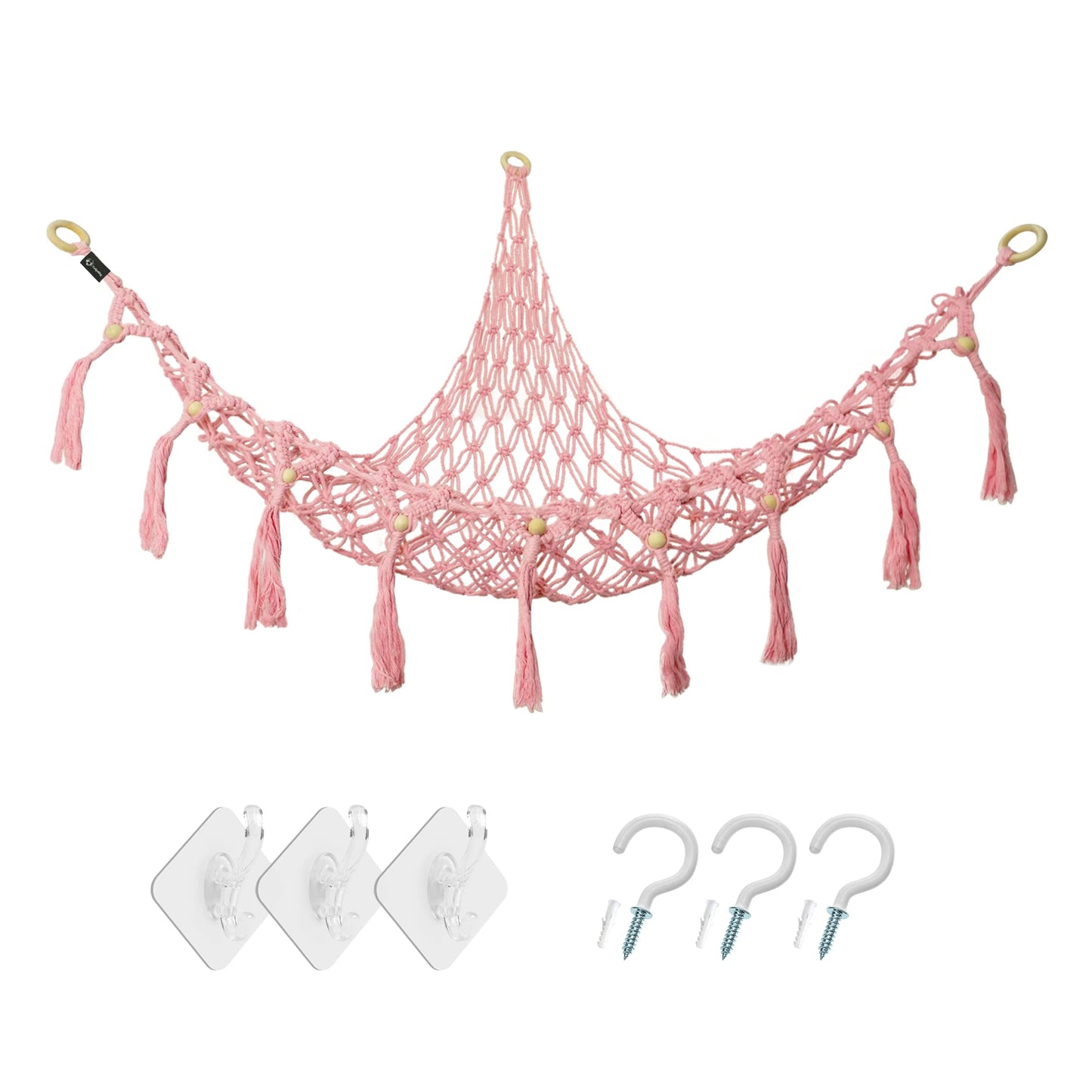 Hanging Boho Corner Plush Toys Display Net Holder,for Playroom Nursery Decor