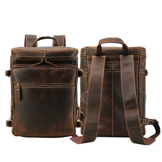 [ On Sale ] Large capacity men's crazy horse leather 15.6-inch backpack laptop backpack for travel