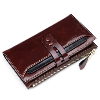 [ On Sale ] Luxury Women Genuine Leather Lady Purse Multiple Card Organizer Travel Clutch Long Wallet For Lady