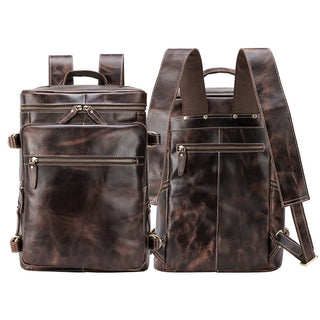 [ On Sale ] Large capacity men's crazy horse leather 15.6-inch backpack laptop backpack for travel
