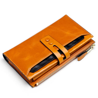 [ On Sale ] Luxury Women Genuine Leather Lady Purse Multiple Card Organizer Travel Clutch Long Wallet For Lady