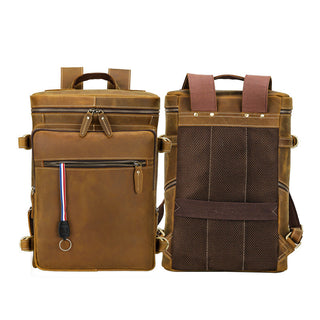 [ On Sale ] Large capacity men's crazy horse leather 15.6-inch backpack laptop backpack for travel