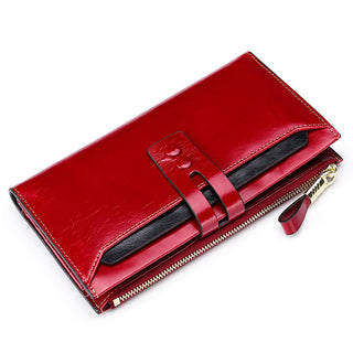 [ On Sale ] Luxury Women Genuine Leather Lady Purse Multiple Card Organizer Travel Clutch Long Wallet For Lady