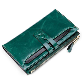 [ On Sale ] Luxury Women Genuine Leather Lady Purse Multiple Card Organizer Travel Clutch Long Wallet For Lady